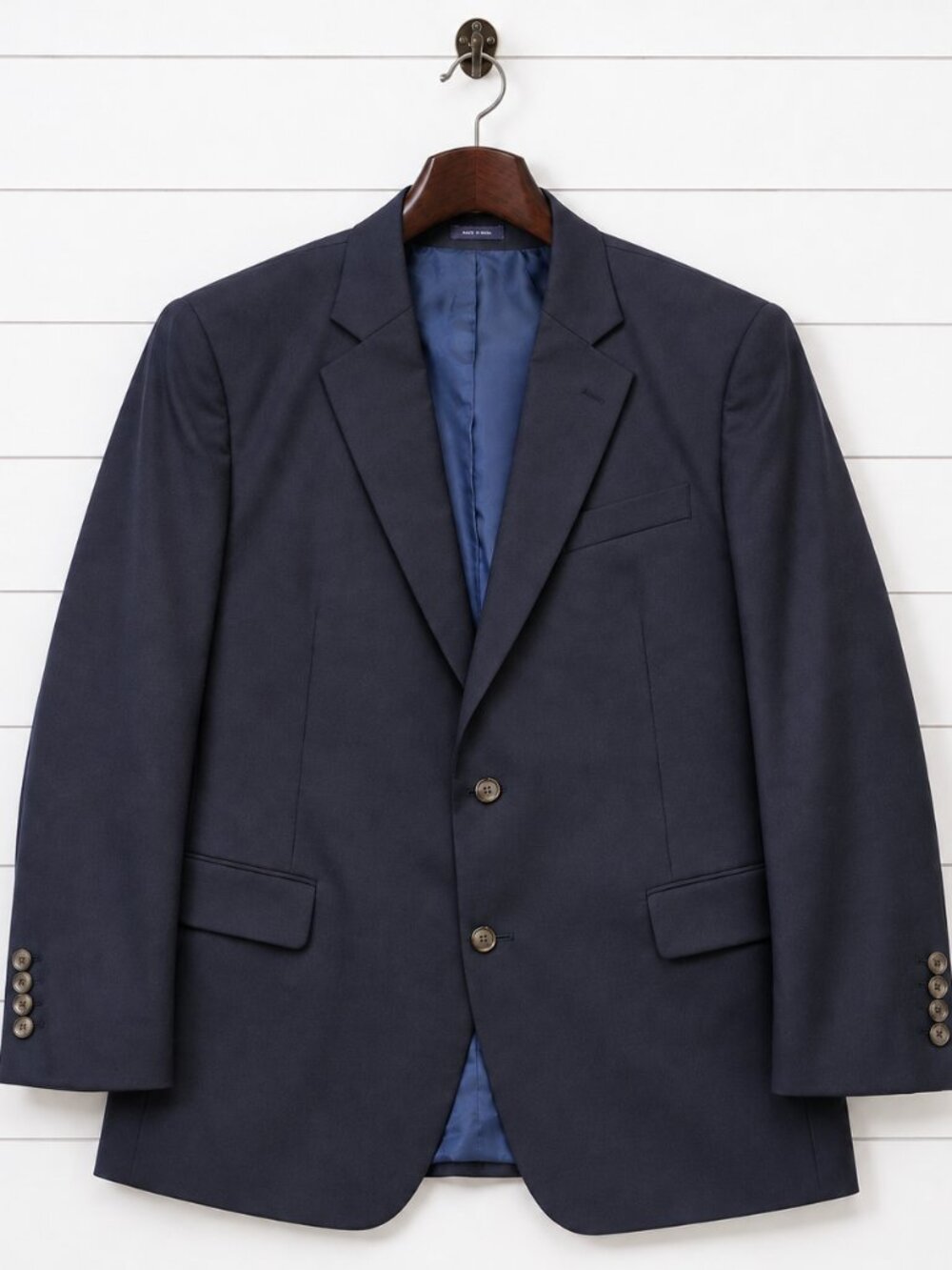 Stafford Men’s 42L Navy Blue Wool Travel Blazer Classic Fit Suit Jacket